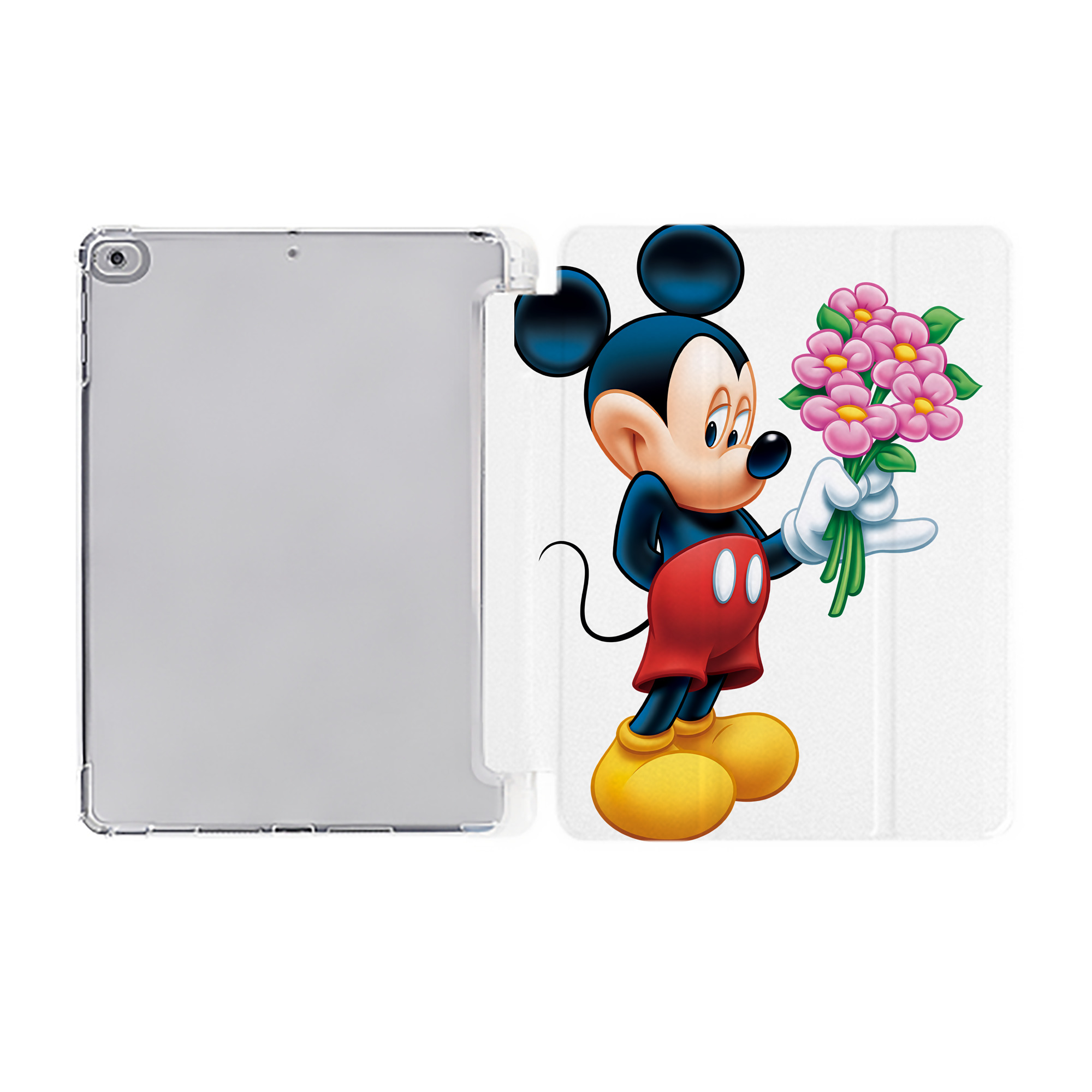 （画像用） ミッキーマウス Mickey Mouse IPad ケース ペン収納付き 三つ折りスタンド PUレザー×シリコン 対応機種9.5/10.5/10.9インチ